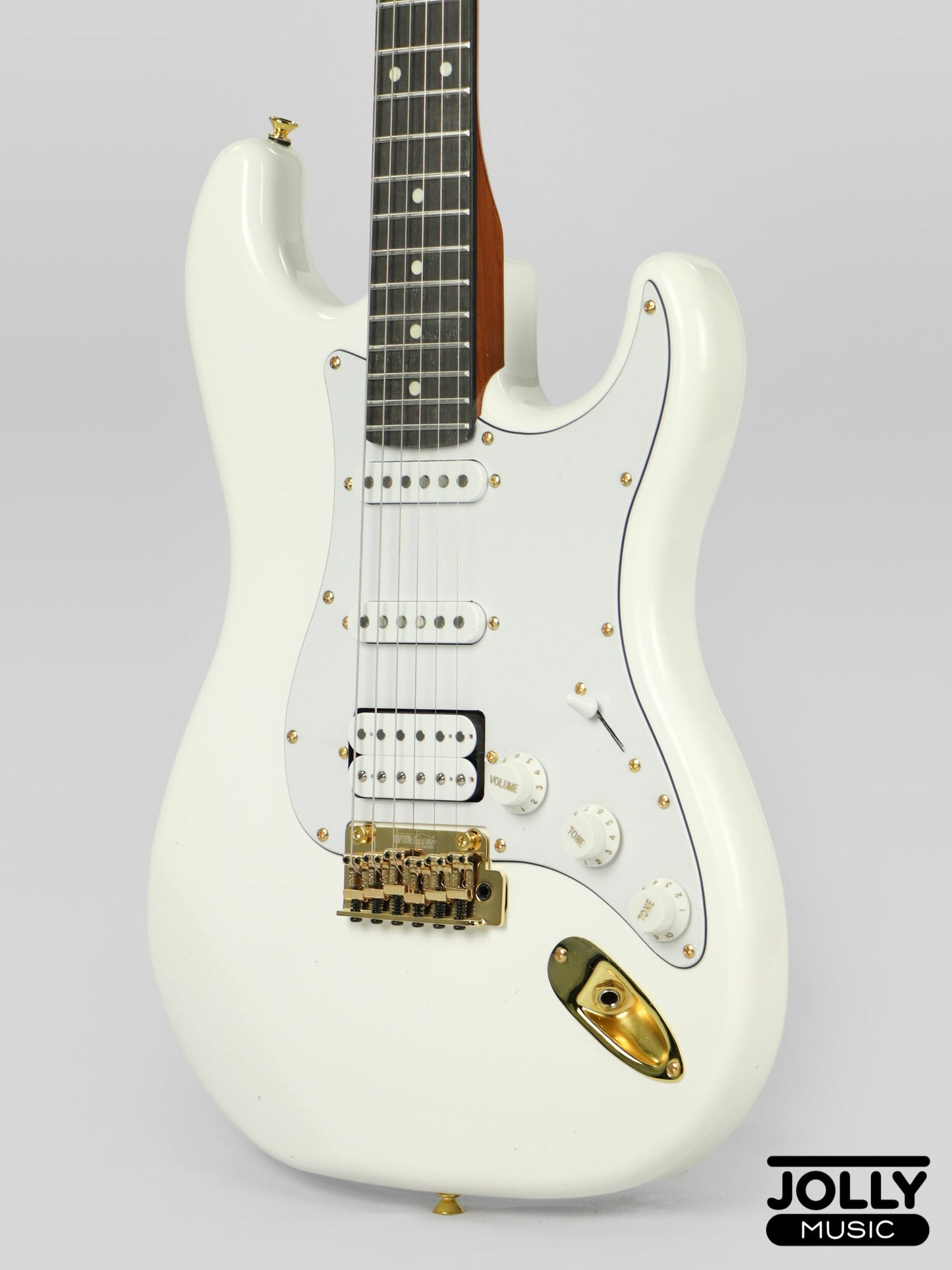 JCraft S-3H Special 2023 HSS S-Style Electric Guitar Roasted Maple Gold Hardware - Olympic White