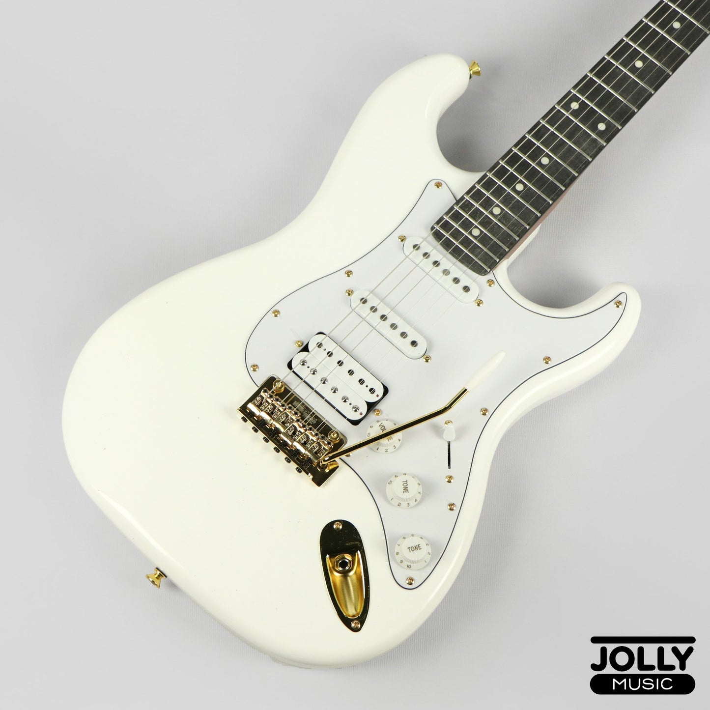 JCraft S-3H Special 2023 HSS S-Style Electric Guitar Roasted Maple Gold Hardware - Olympic White
