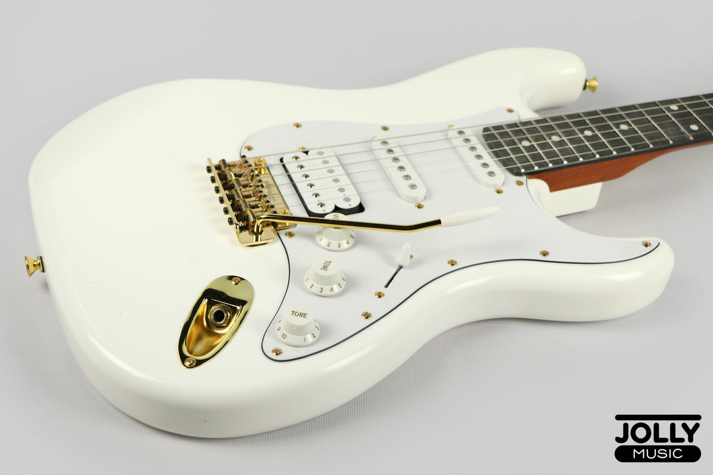 JCraft S-3H Special 2023 HSS S-Style Electric Guitar Roasted Maple Gold Hardware - Olympic White