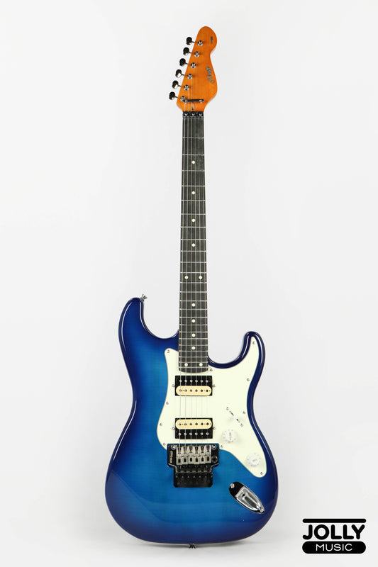 JCraft S-3H FR24 2023 HH Zebra Superstrat Electric Guitar w/ Floyd Rose - Blue Flamed Burst