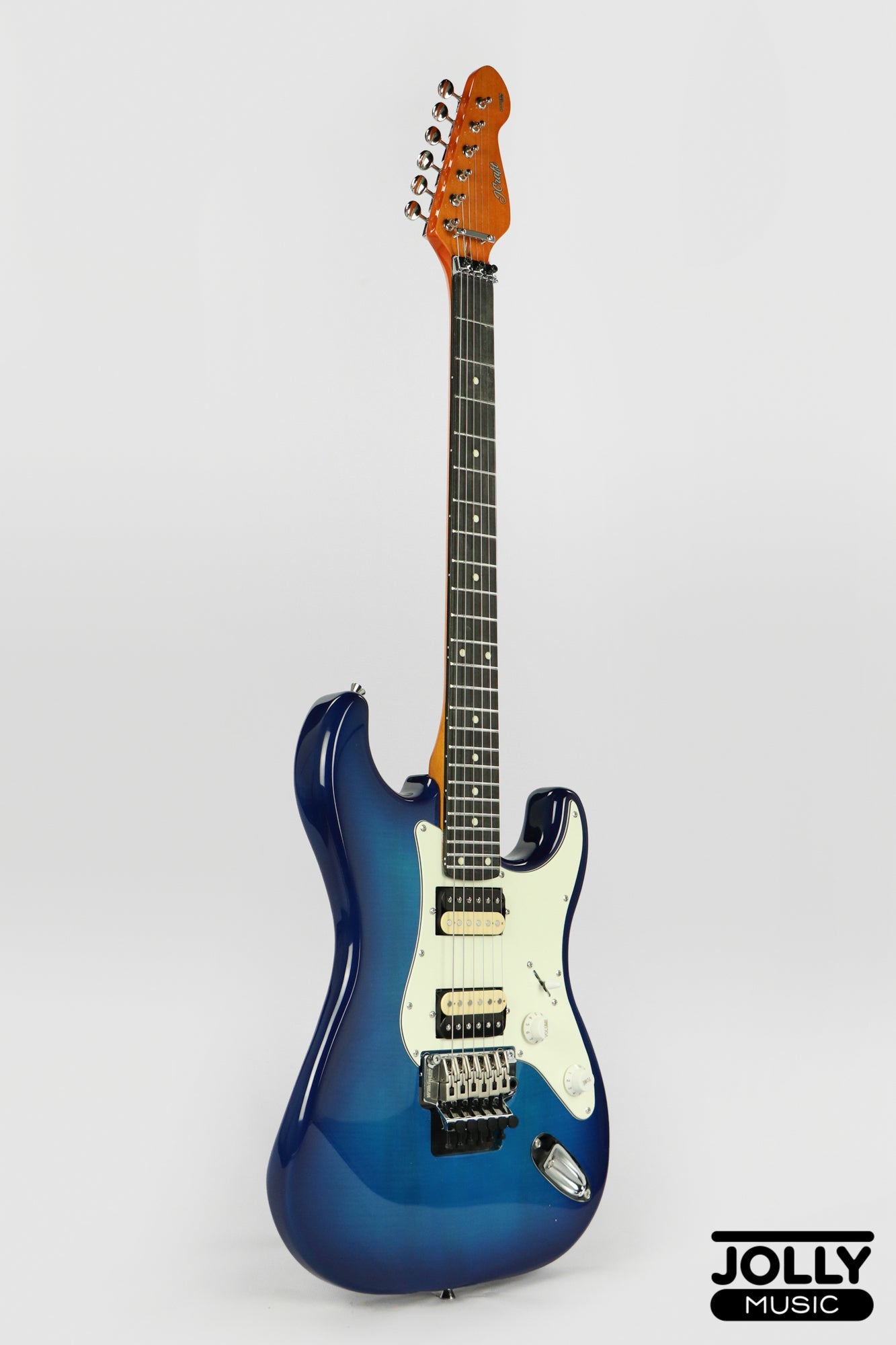 JCraft S-3H FR24 2023 HH Zebra Superstrat Electric Guitar w/ Floyd Rose - Blue Flamed Burst