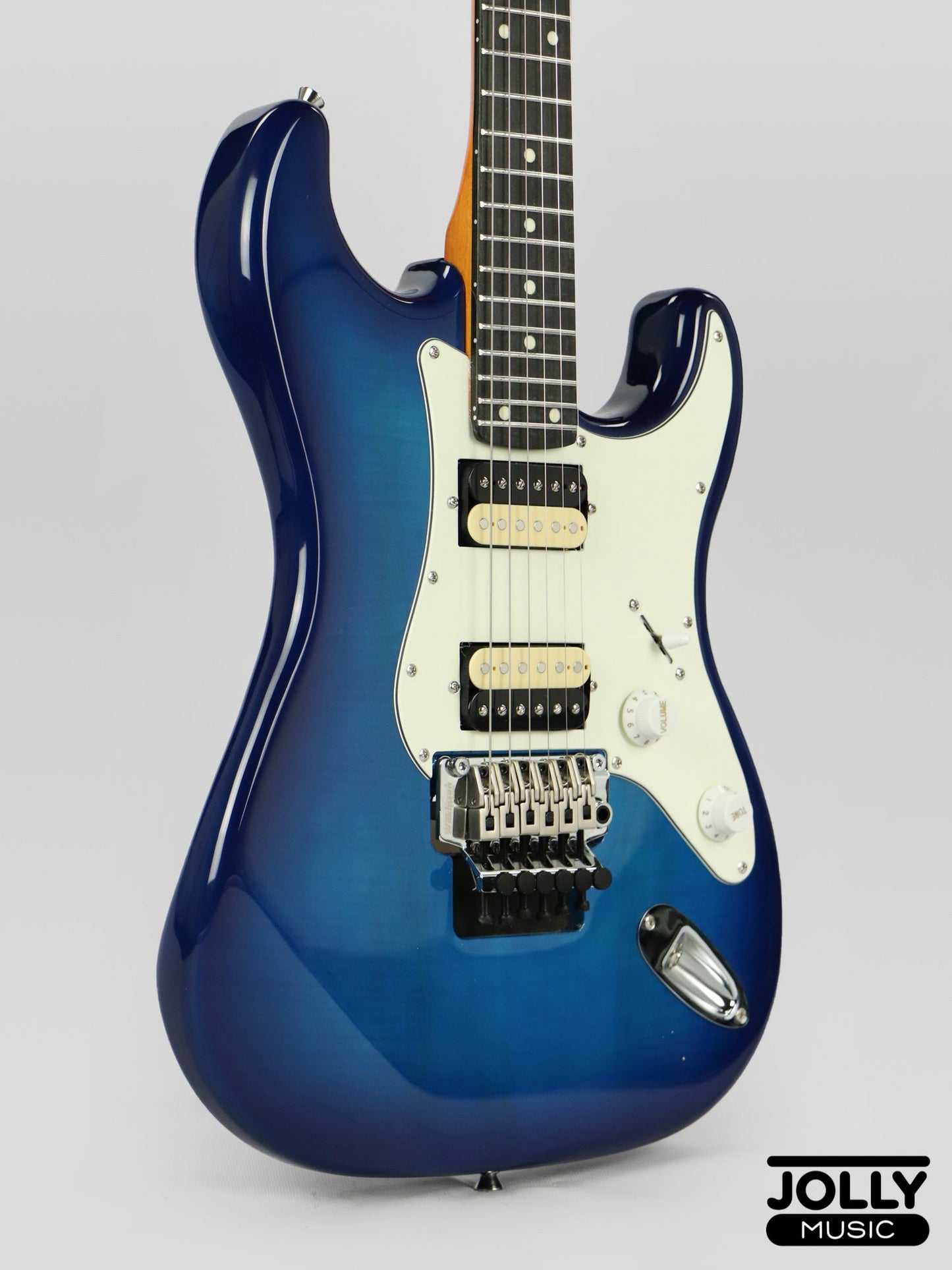 JCraft S-3H FR24 2023 HH Zebra Superstrat Electric Guitar w/ Floyd Rose - Blue Flamed Burst