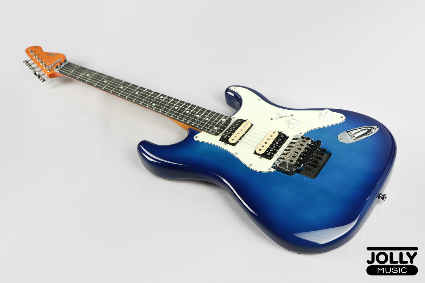 JCraft S-3H FR24 2023 HH Zebra Superstrat Electric Guitar w/ Floyd Rose - Blue Flamed Burst
