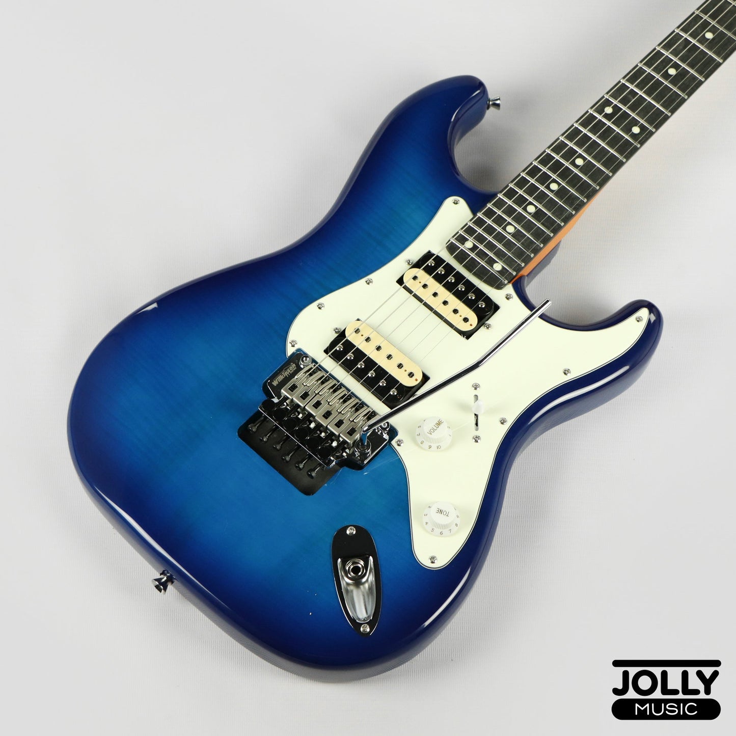 JCraft S-3H FR24 2023 HH Zebra Superstrat Electric Guitar w/ Floyd Rose - Blue Flamed Burst
