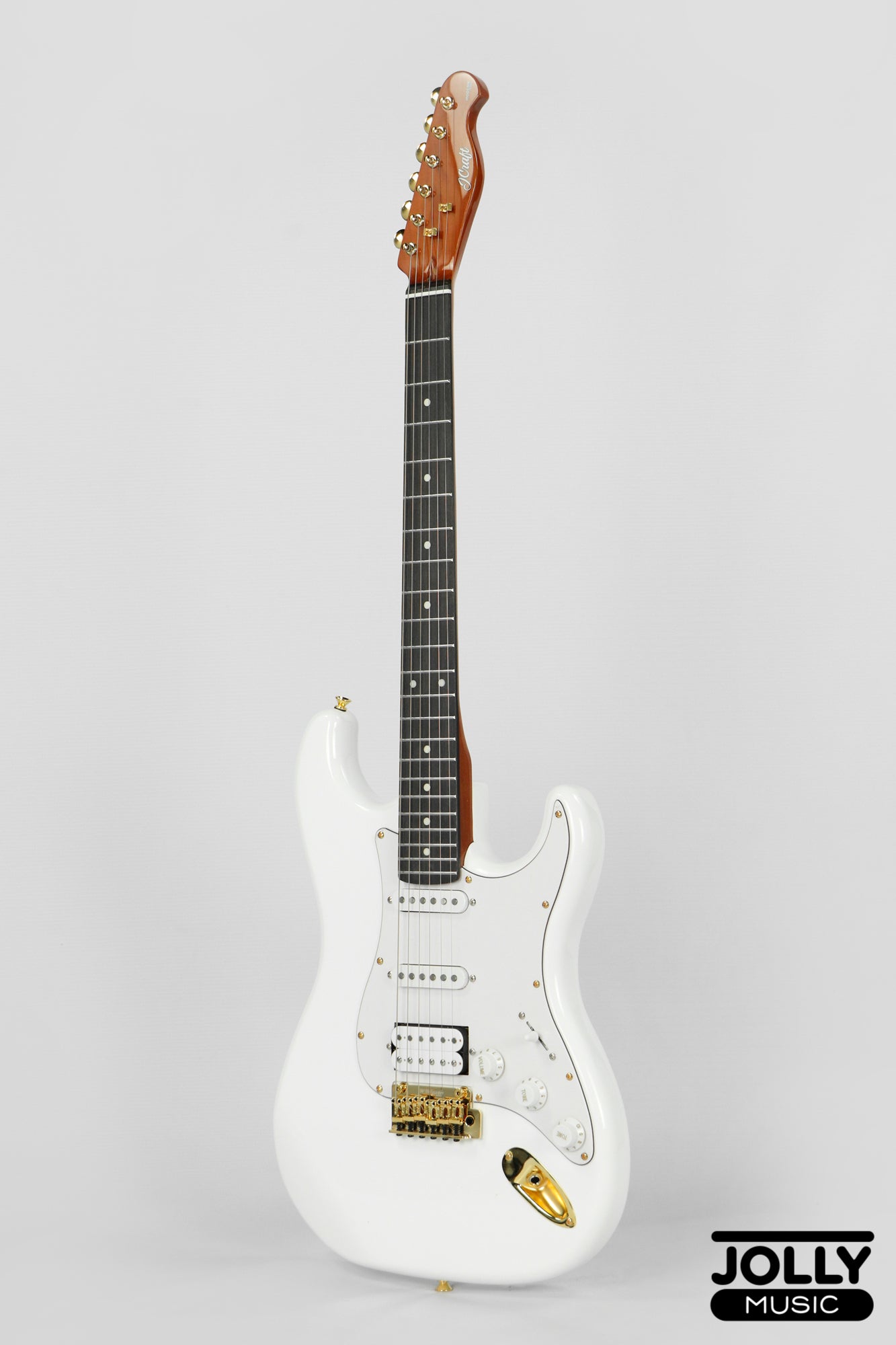 JCraft Modern Series S-3H HSS S-Style Electric Guitar Roasted Maple - Olympic White / Gold