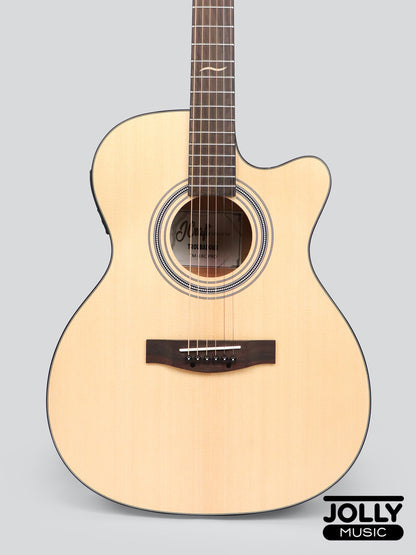 JCraft Troubadour TM-16C PRO Solid Top Orchestra Dual Pickup Mic Blend Acoustic-Electric Guitar with soft case
