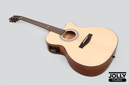JCraft Troubadour TM-16C PRO Solid Top Orchestra Dual Pickup Mic Blend Acoustic-Electric Guitar with soft case