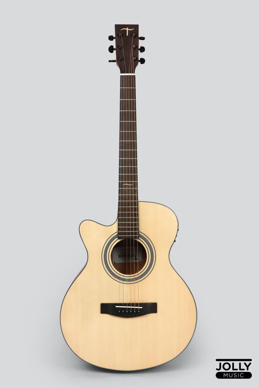 JCraft Troubadour TS-216CE Left Hand Solid Top Cutaway Acoustic Guitar with Pickups and Gigbag