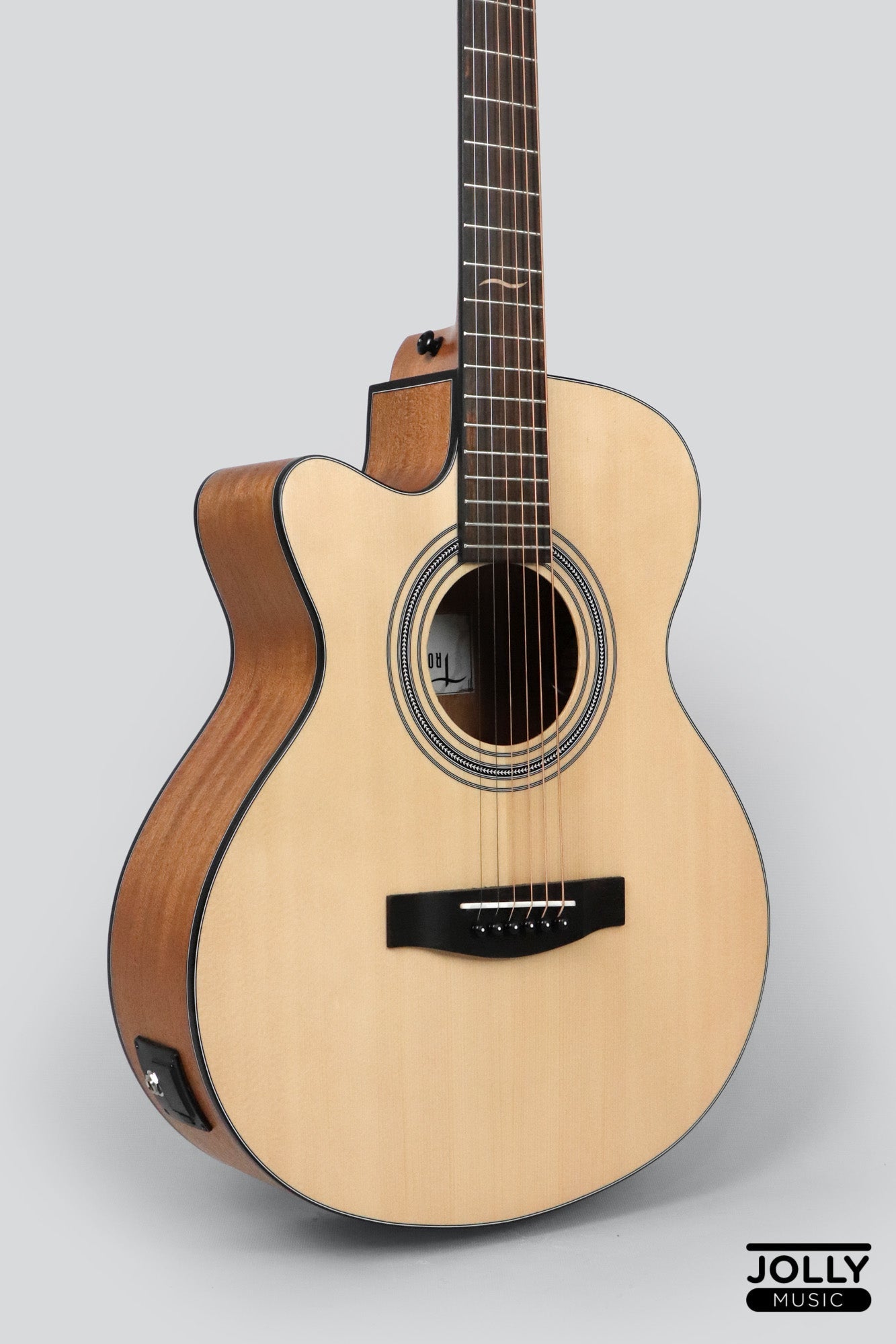 JCraft Troubadour TS-216CE Left Hand Solid Top Cutaway Acoustic Guitar with Pickups and Gigbag