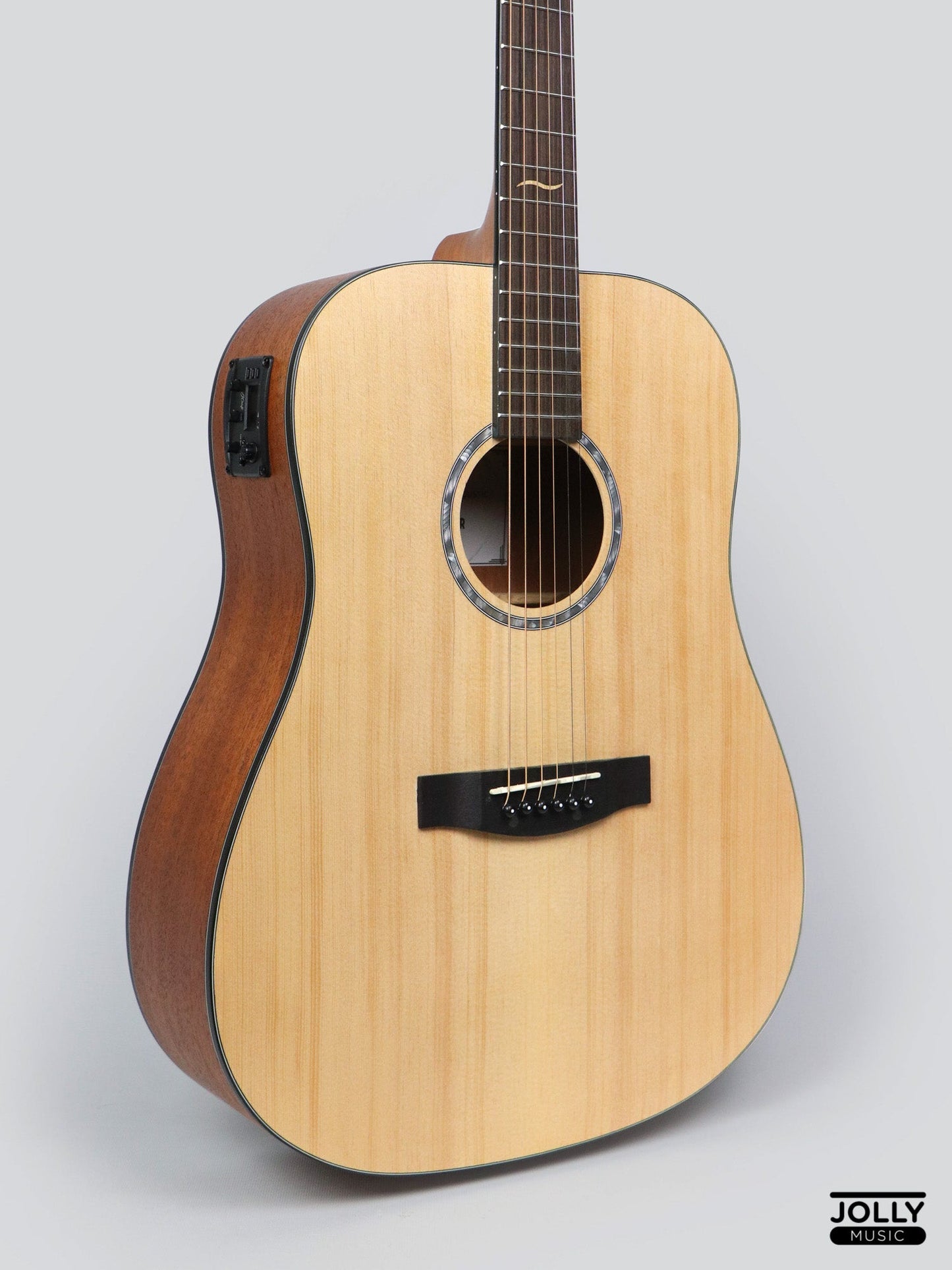 JCraft Troubadour TD-10E Dreadnought Acoustic Guitar with Pickups and soft case