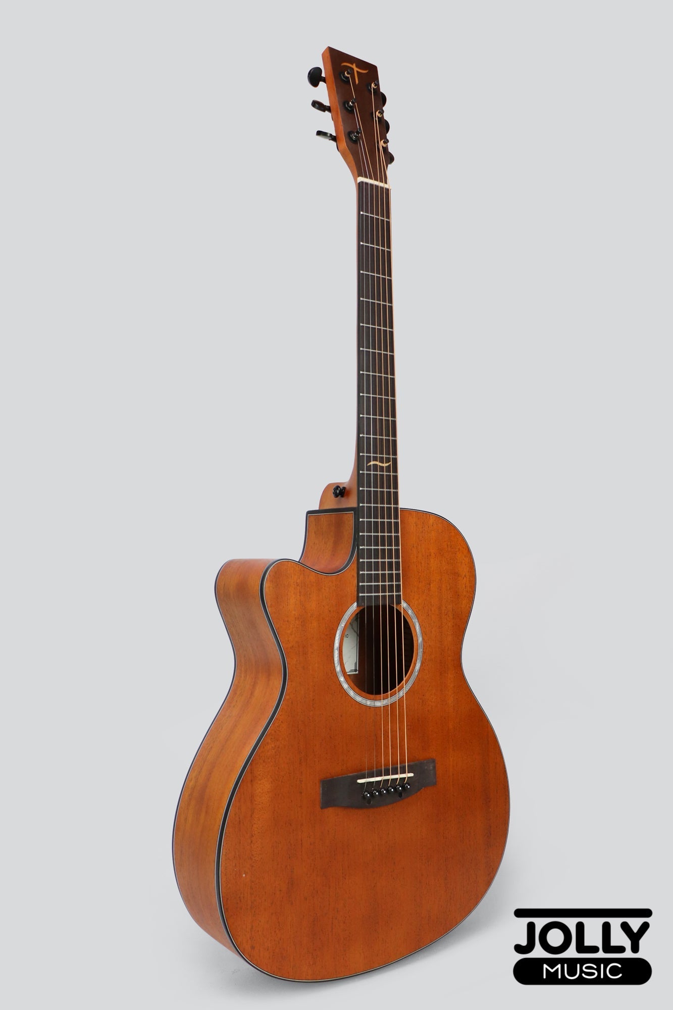 JCraft Troubadour TM-15C LEFT HAND All-Mahogany Orchestra Cutaway Acoustic Guitar with soft case