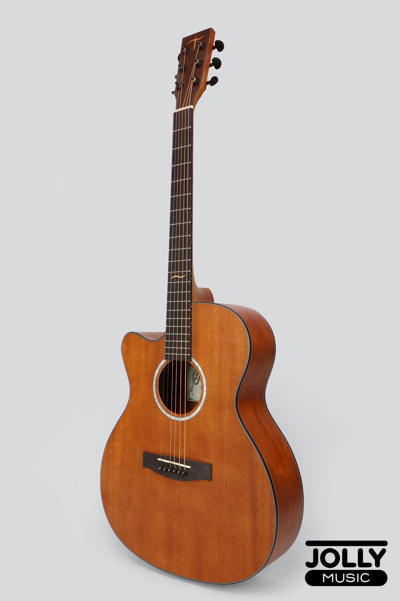 JCraft Troubadour TM-15C LEFT HAND All-Mahogany Orchestra Cutaway Acoustic Guitar with soft case