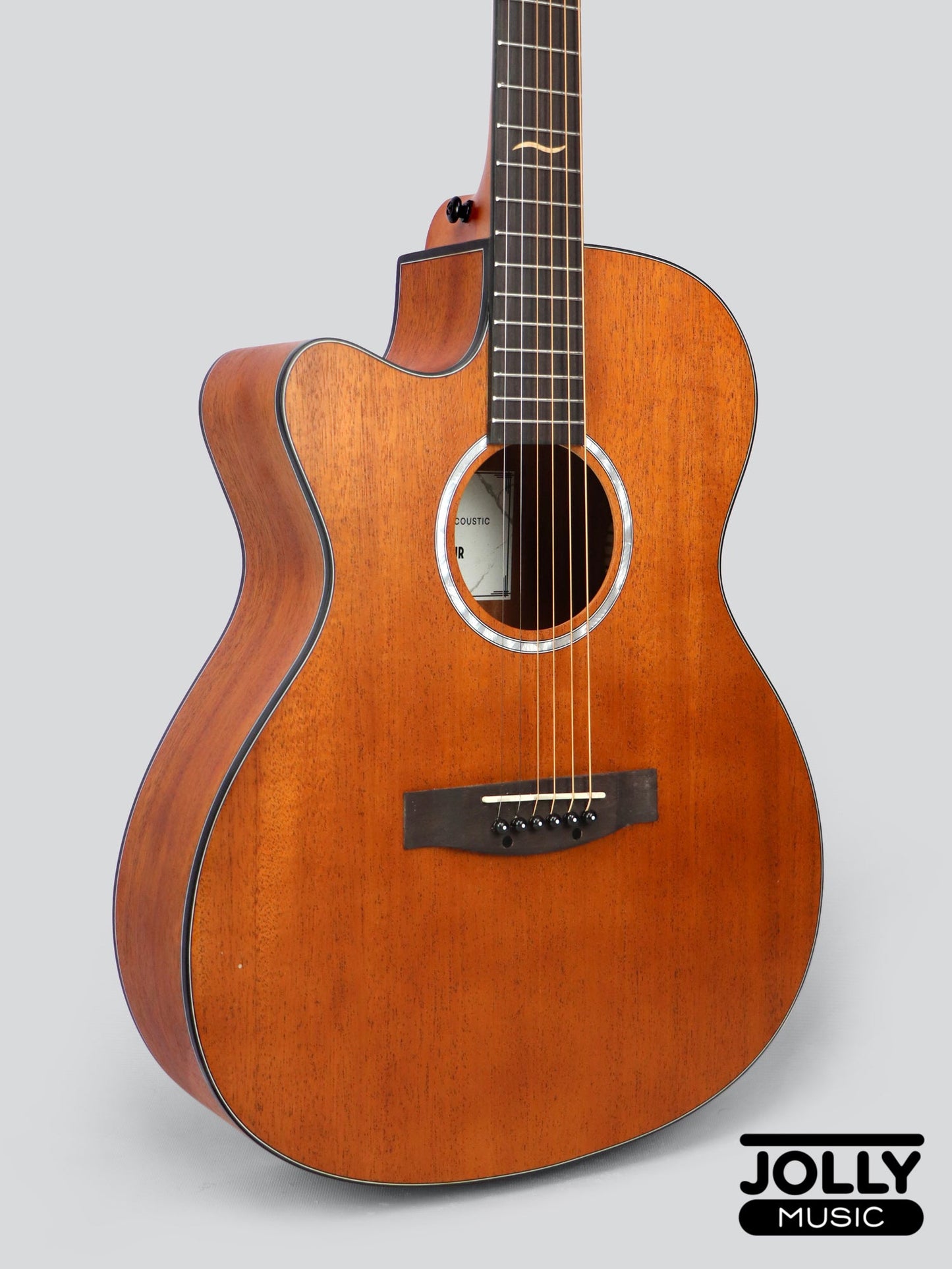 JCraft Troubadour TM-15C LEFT HAND All-Mahogany Orchestra Cutaway Acoustic Guitar with soft case