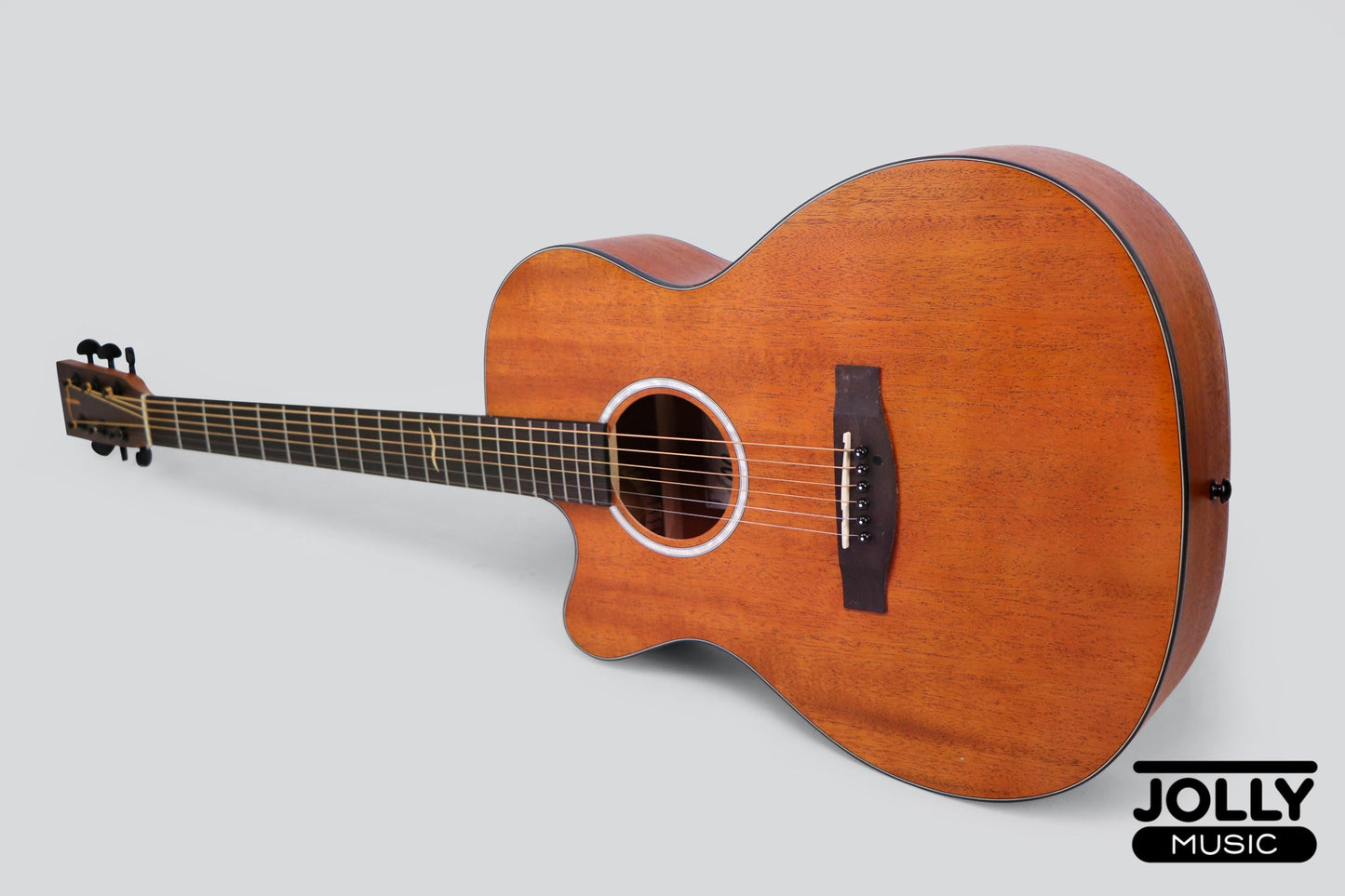 JCraft Troubadour TM-15C LEFT HAND All-Mahogany Orchestra Cutaway Acoustic Guitar with soft case