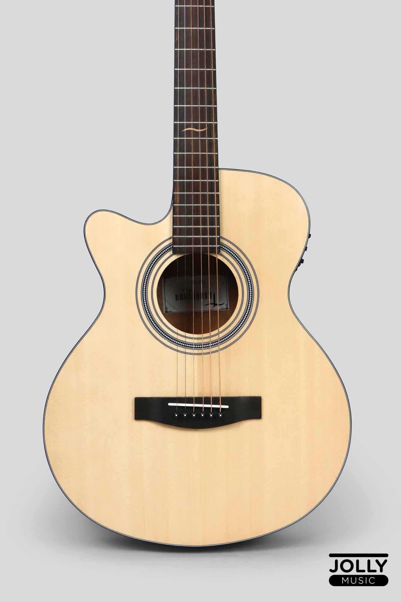 JCraft Troubadour TS-216CE Left Hand Solid Top Cutaway Acoustic Guitar with Pickups and Gigbag