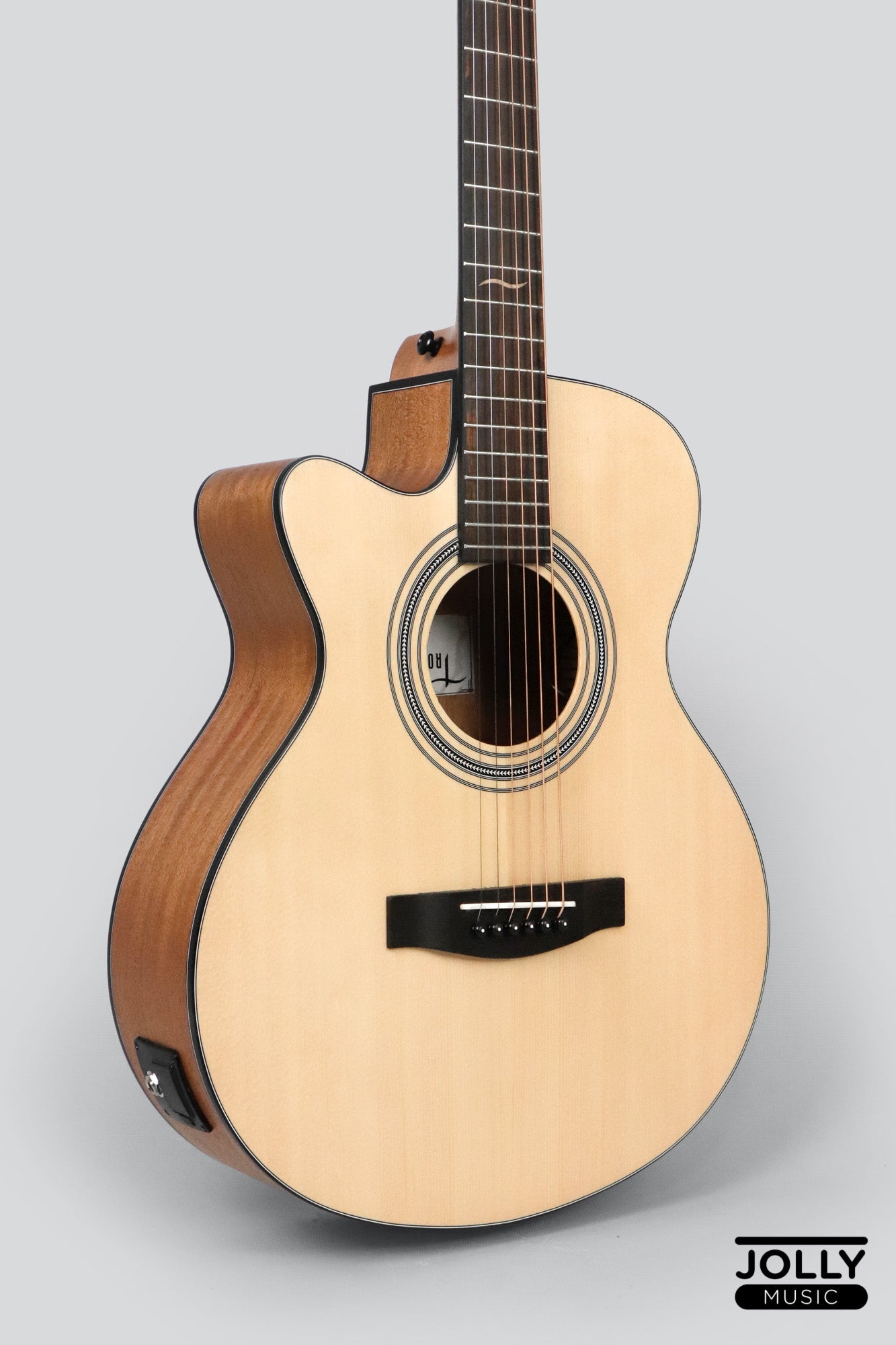 JCraft Troubadour TS-216CE Left Hand Solid Top Cutaway Acoustic Guitar with Pickups and Gigbag