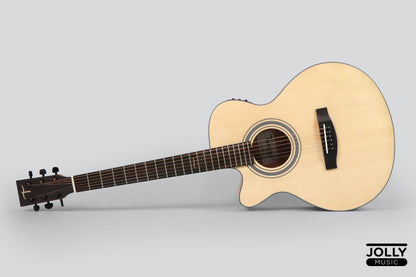 JCraft Troubadour TS-216CE Left Hand Solid Top Cutaway Acoustic Guitar with Pickups and Gigbag