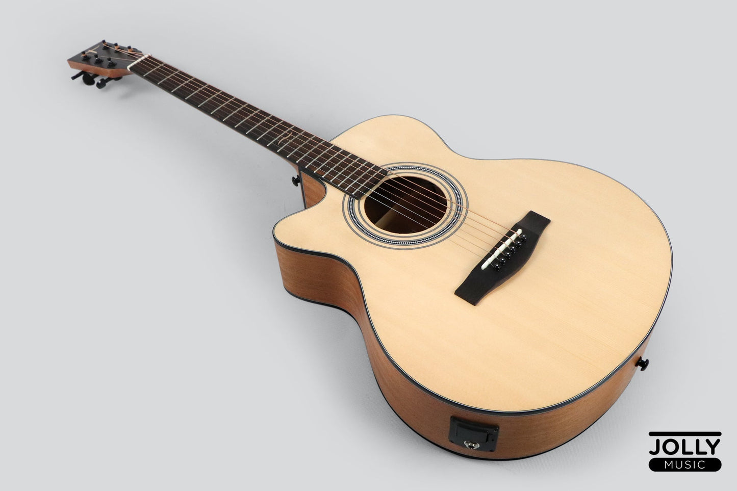 JCraft Troubadour TS-216CE Left Hand Solid Top Cutaway Acoustic Guitar with Pickups and Gigbag