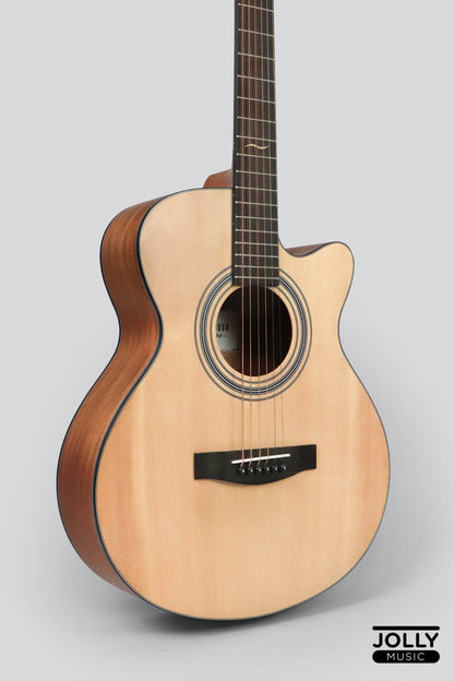 JCraft Troubadour TS-216C Solid Top Cutaway Grand Symphony Acoustic Guitar with Gigbag