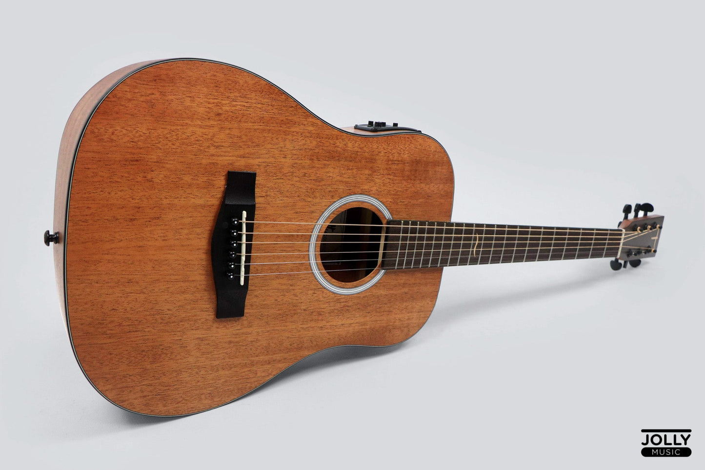 JCraft Troubadour Taka Mini EQ Little Dread All-Mahogany 36" Acoustic Guitar with Pickups and bag