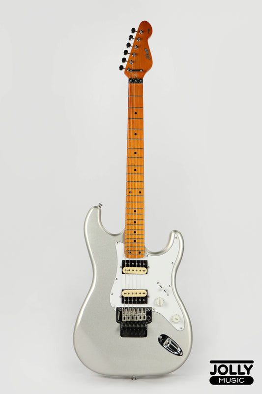JCraft S-3H FR24 2023 HH Zebra Superstrat Electric Guitar w/ Floyd Rose - Metallic Silver