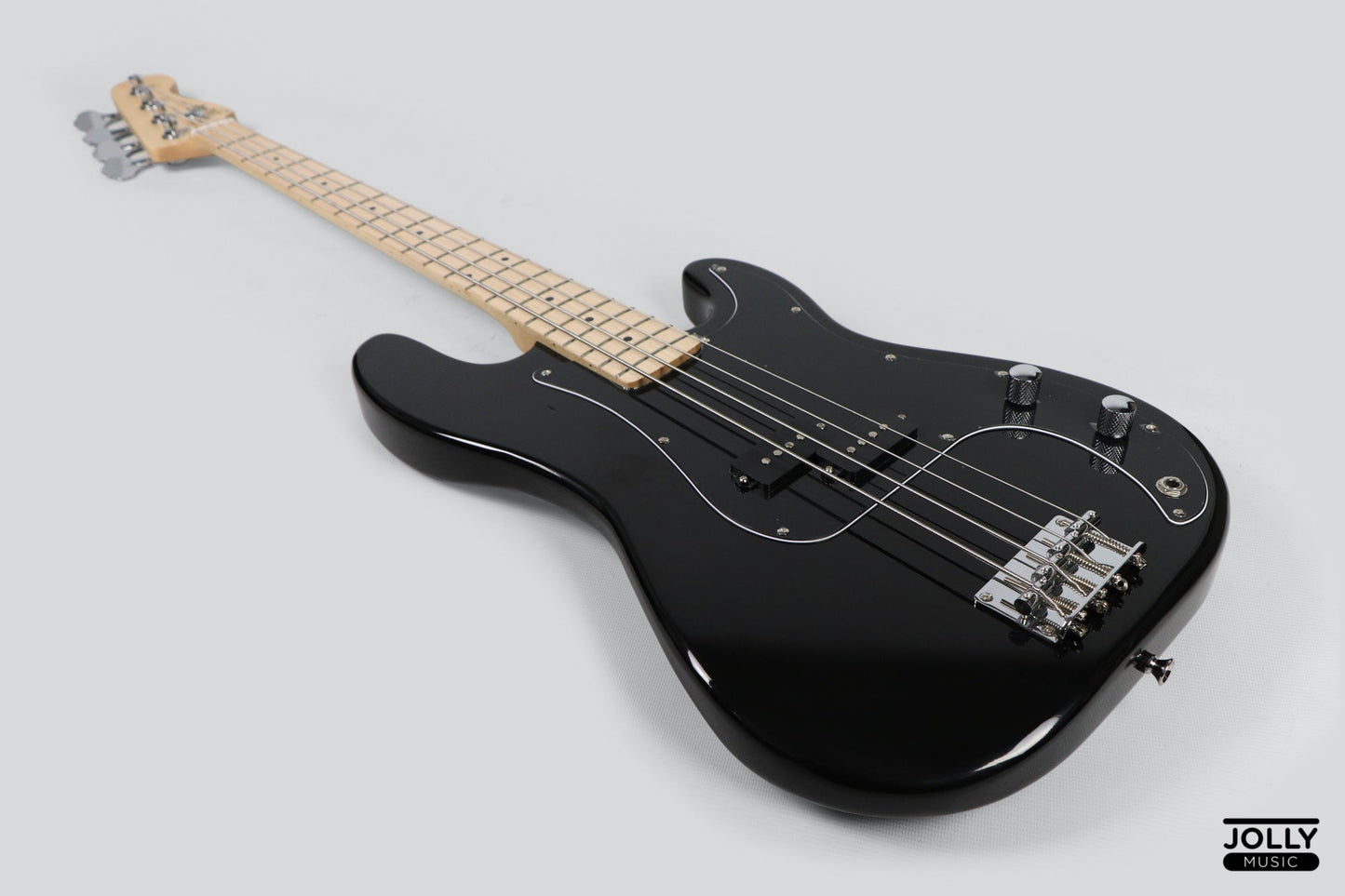 JCraft PB-1 4-String Electric Bass Guitar with Gigbag - Double Black
