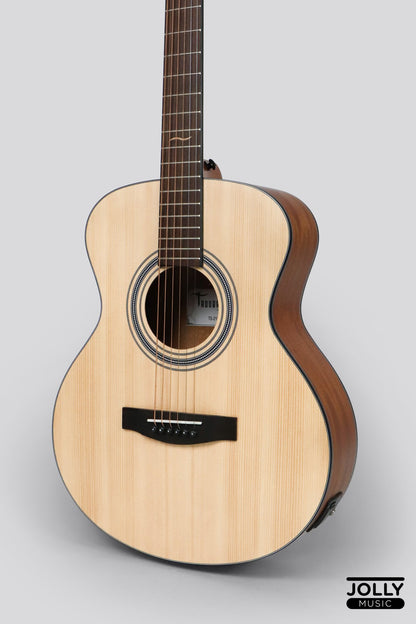 JCRAFT TROUBADOUR TS-216E SOLID TOP GRAND SYMPHONY ACOUSTIC GUITAR WITH PICKUPS AND GIGBAG