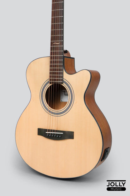 JCRAFT TROUBADOUR TS-216CE SOLID TOP CUTAWAY GRAND SYMPHONY ACOUSTIC GUITAR WITH PICKUPS GIGBAG