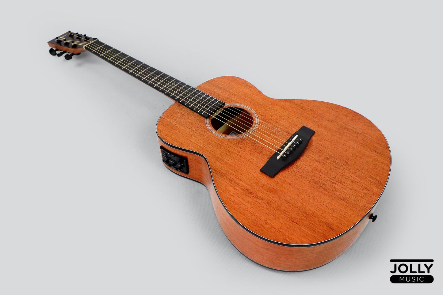 JCRAFT TROUBADOUR TAKA MINI GS EQ 7/8 ALL-MAHOGANY ACOUSTIC GUITAR WITH PICKUPS AND SOFT CASE